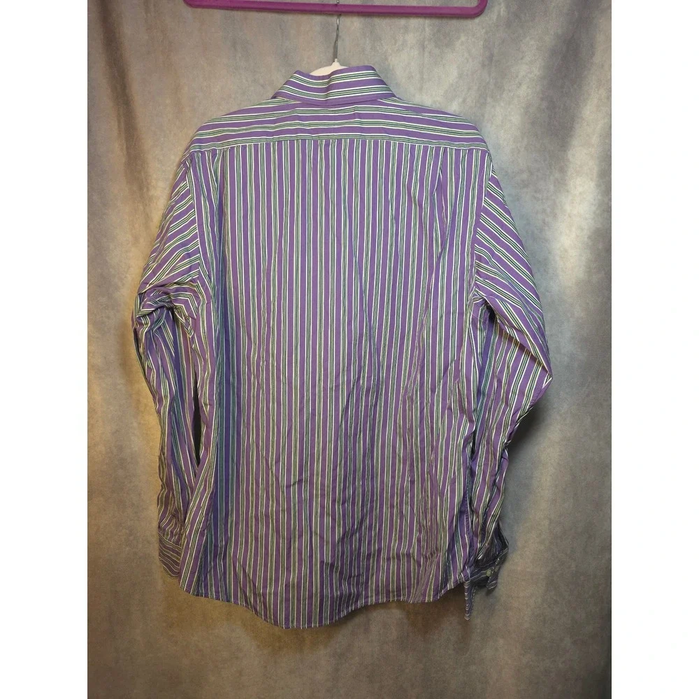 Polo Ralph Lauren Men's‎ Regent Custom Fit Striped Dress Shirt Purple Green Blue